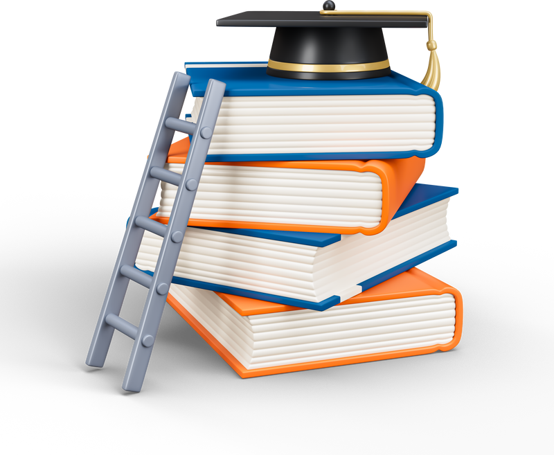 Books with graduation hat icon isolated 3d render illustration
